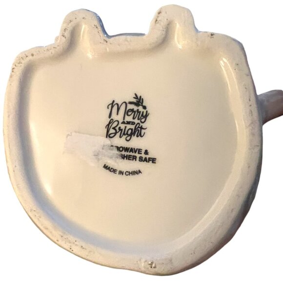 Merry & Bright Cat Mug with Red Scarf β Christmas Kitty Coffee Cup Ceramic - Picture 8 of 9